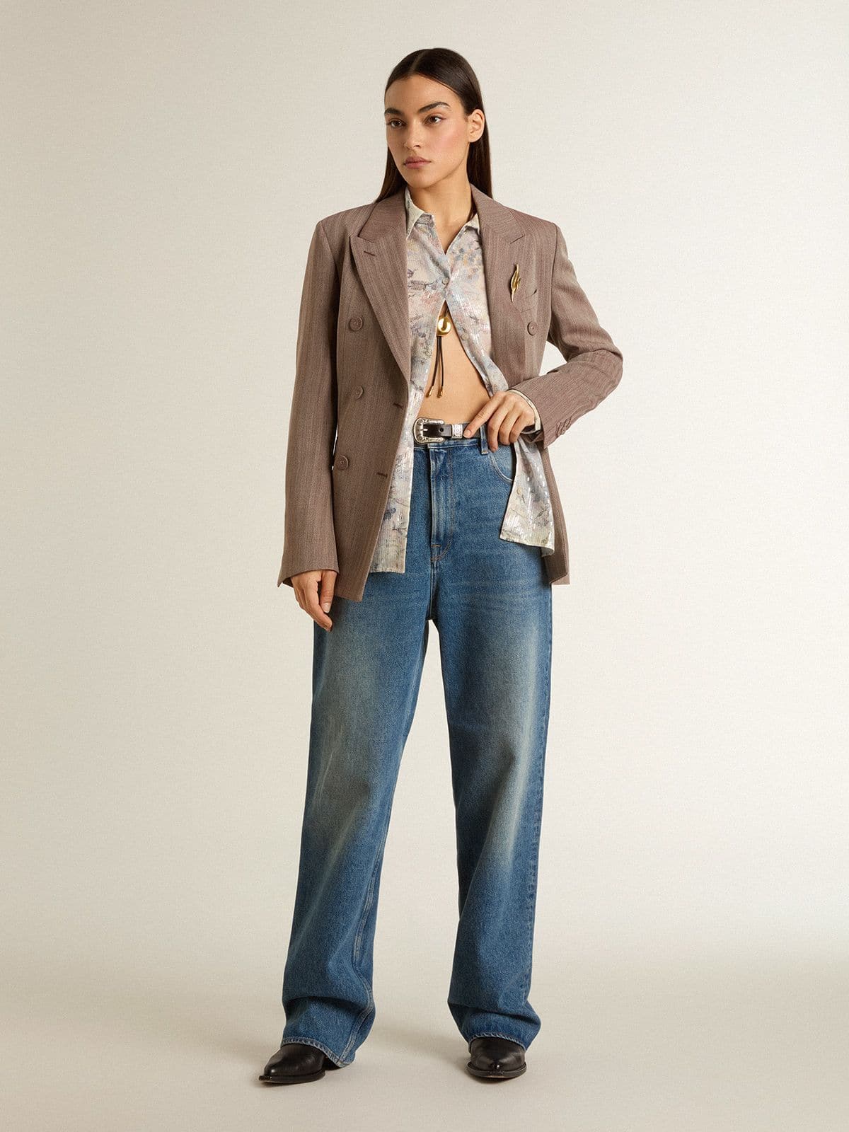 Women's shirt with multicolor floral sequin print - Golden Goose Women