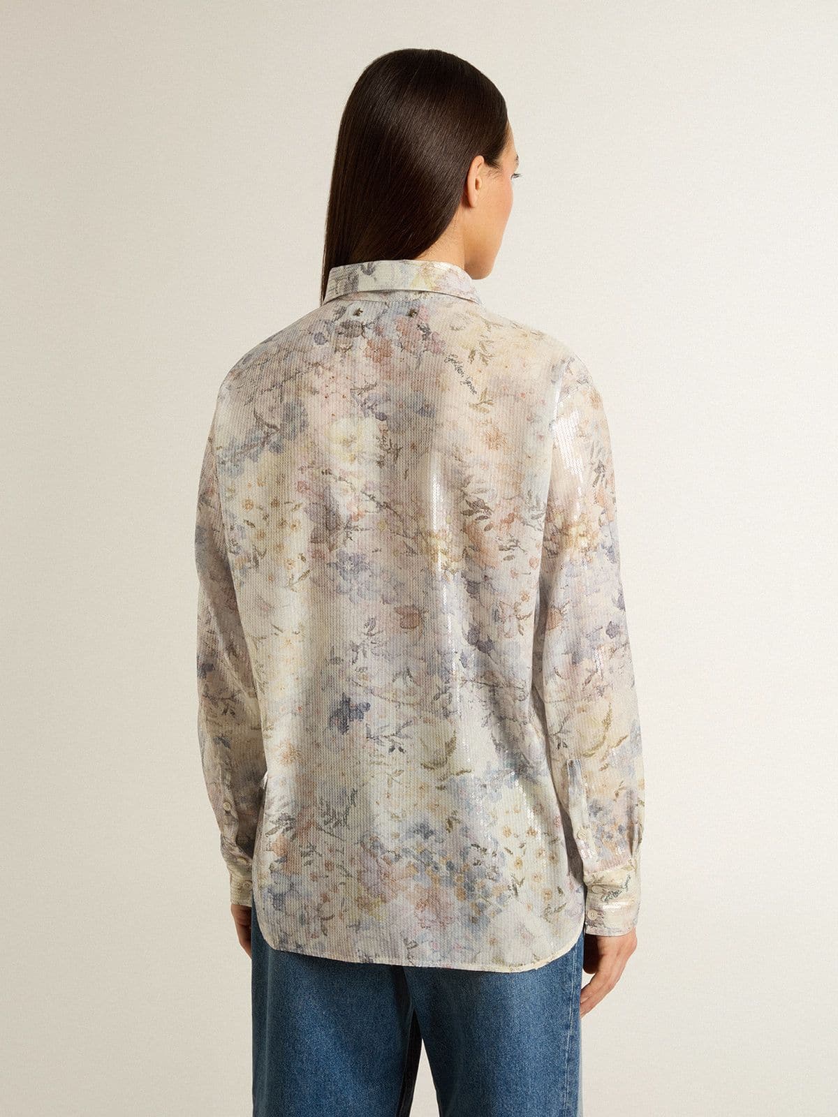Women's shirt with multicolor floral sequin print - Golden Goose Women