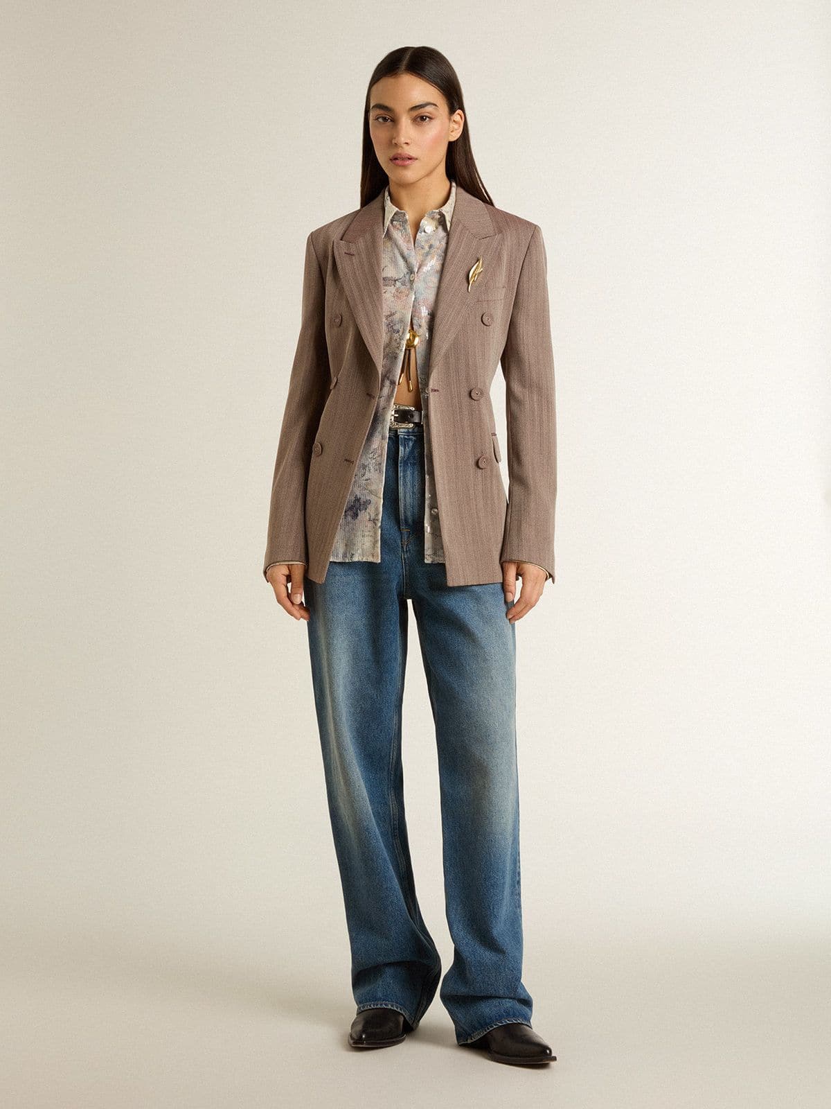 Women's shirt with multicolor floral sequin print - Golden Goose Women