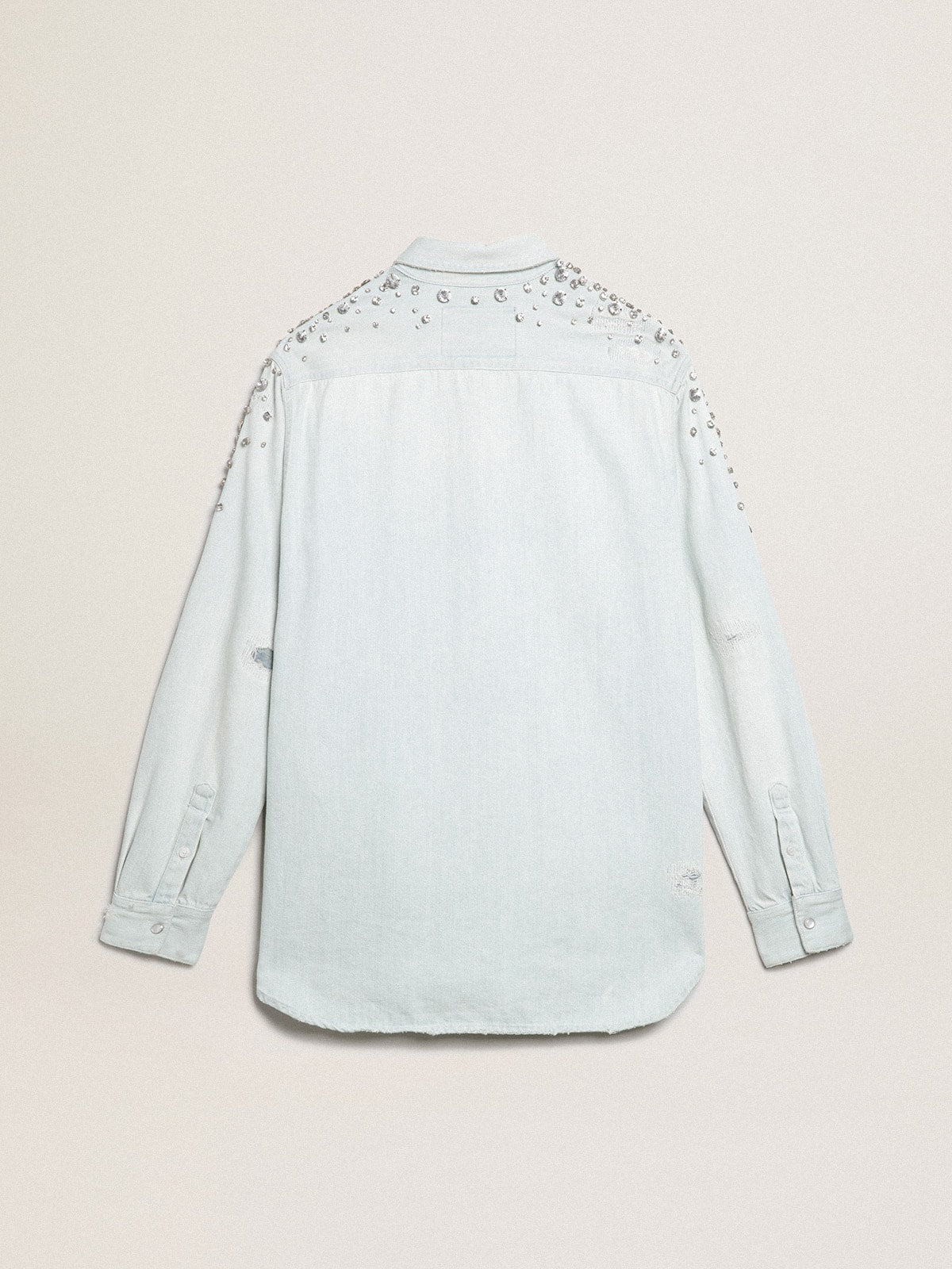 Women's bleached boyfriend shirt with cabochon crystals - Golden Goose Women