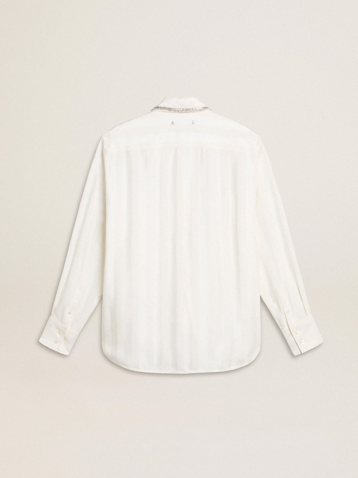 Women's shirt with a vertical striped pattern and crystal embroidery - Golden Goose Women