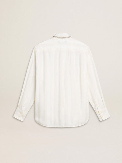 Women's shirt with a vertical striped pattern and crystal embroidery - Golden Goose Women