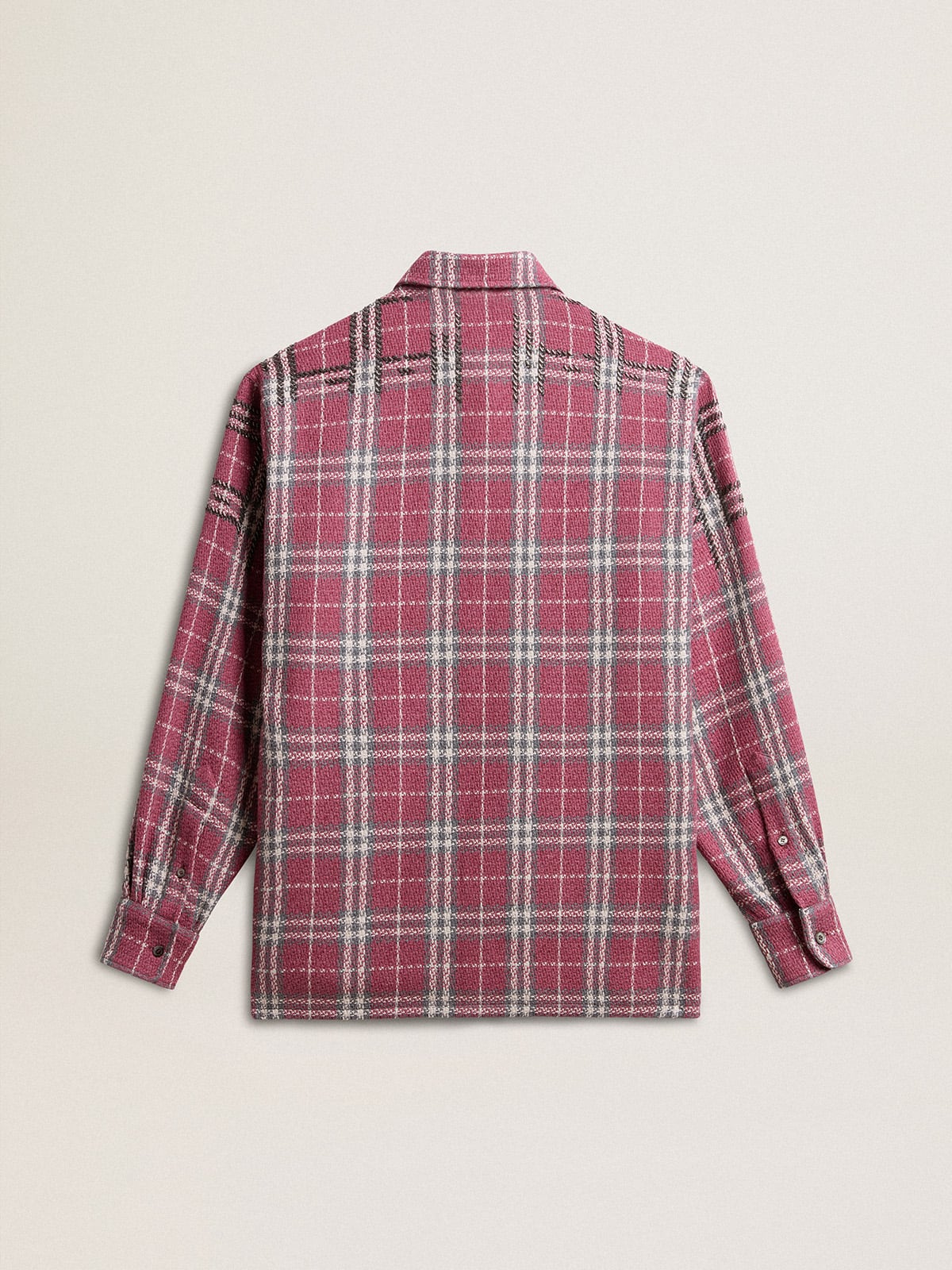 Women's shirt with pink, sand and gray check embroidery - Golden Goose Women