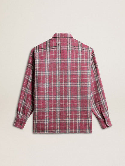 Women's shirt with pink, sand and gray check embroidery - Golden Goose Women