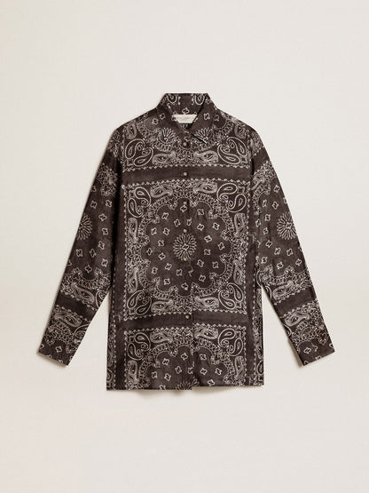Pajama shirt in anthracite gray with paisley print - Golden Goose Women