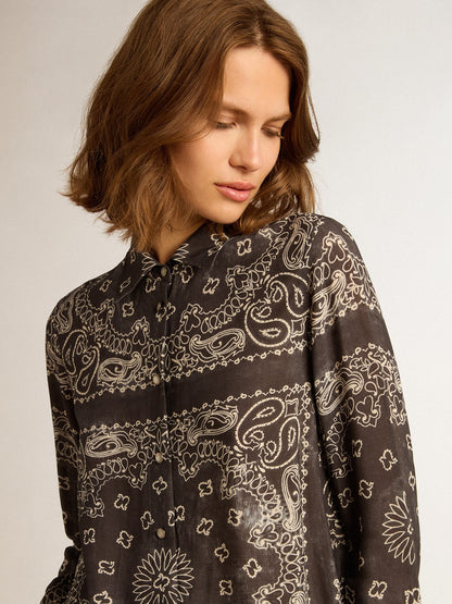 Pajama shirt in anthracite gray with paisley print - Golden Goose Women