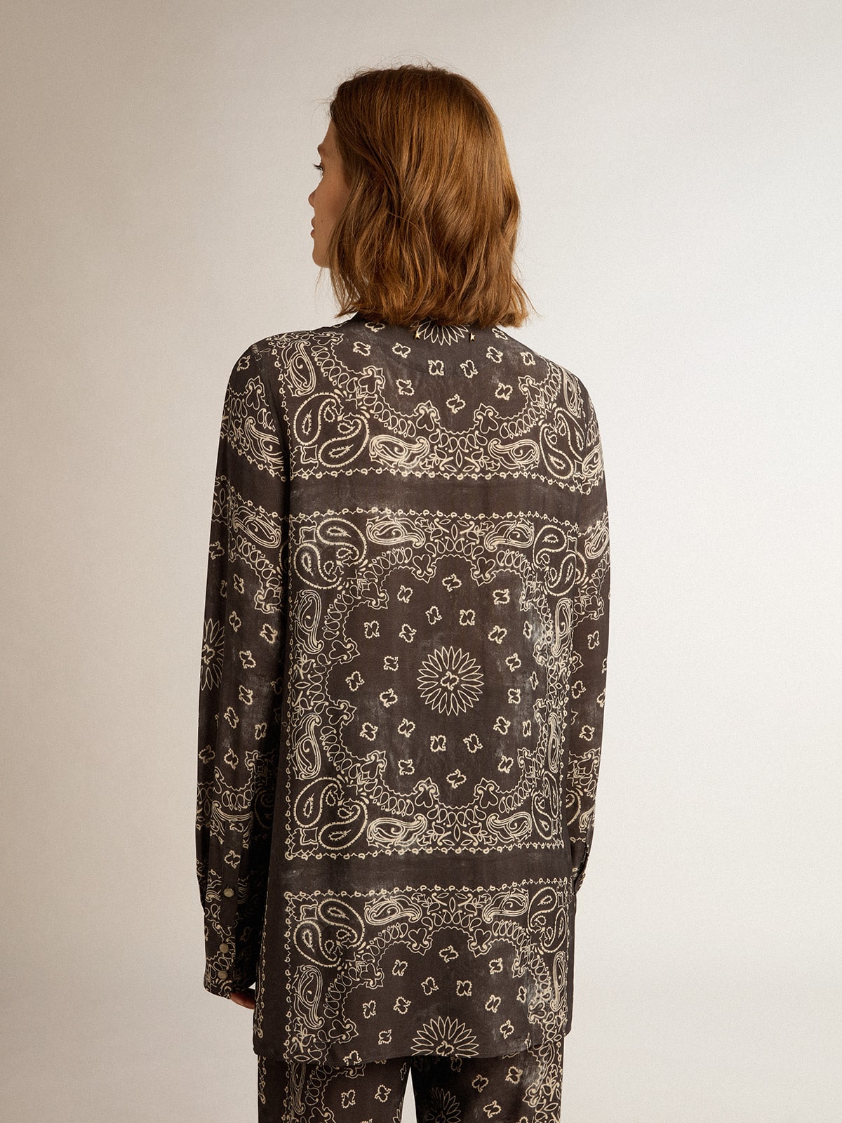 Pajama shirt in anthracite gray with paisley print - Golden Goose Women