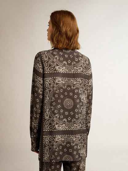 Pajama shirt in anthracite gray with paisley print - Golden Goose Women