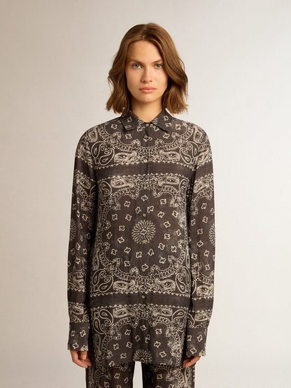 Pajama shirt in anthracite gray with paisley print - Golden Goose Women