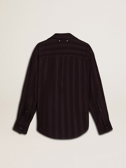 Women's black shirt with vertical stripes and side knot closure - Golden Goose Women
