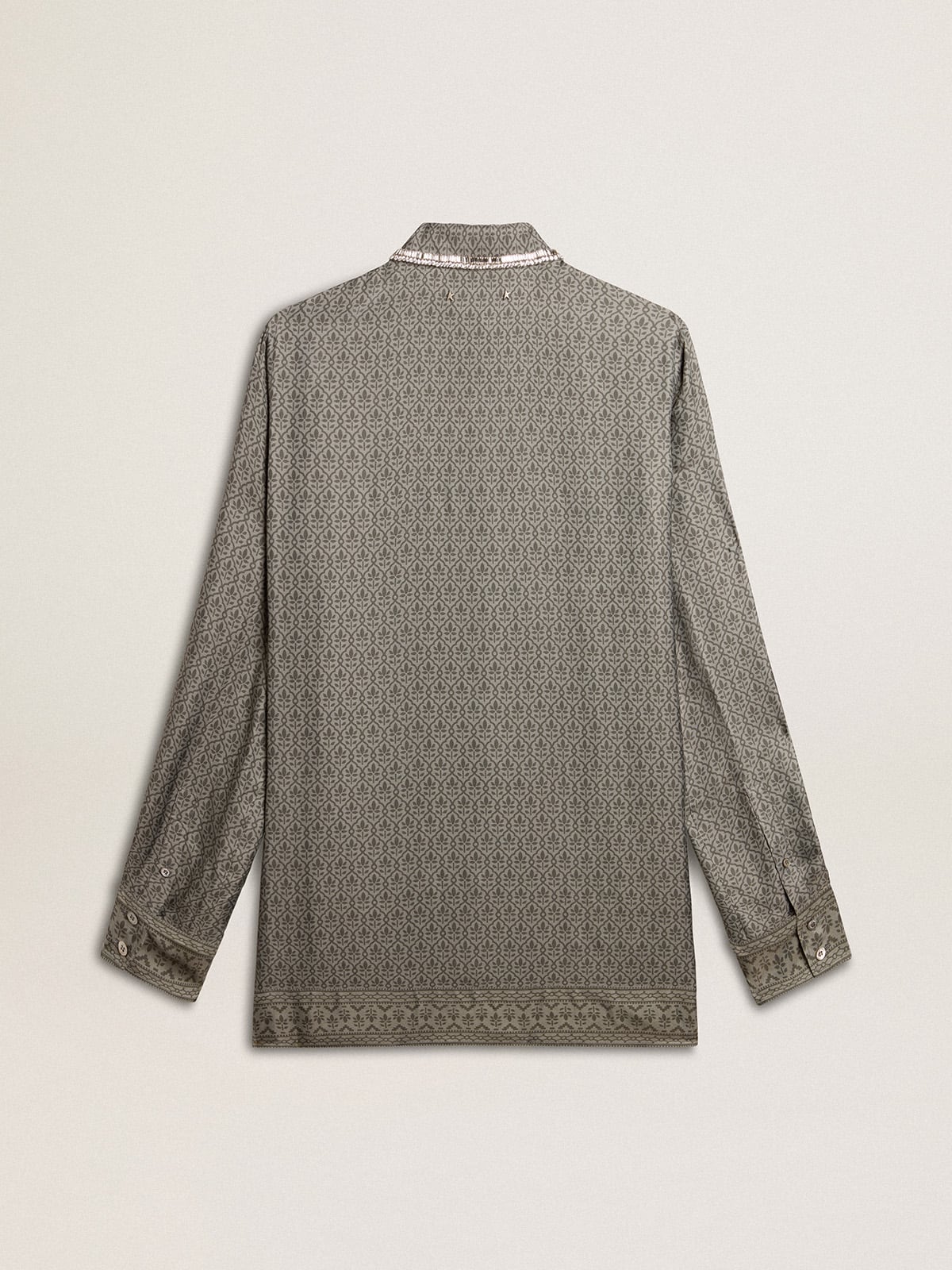 Women's green viscose-blend silk shirt with floral pattern - Golden Goose Women
