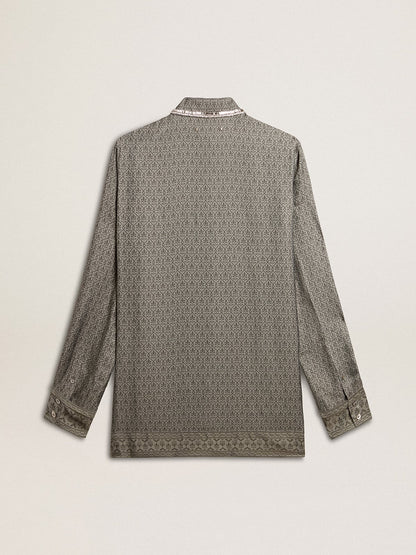 Women's green viscose-blend silk shirt with floral pattern - Golden Goose Women