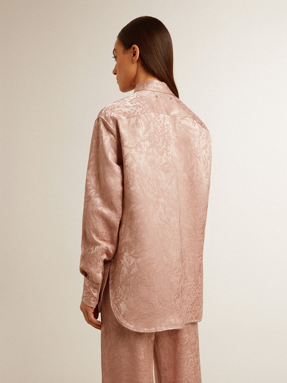 Women's pink viscose shirt with floral pattern - Golden Goose Women