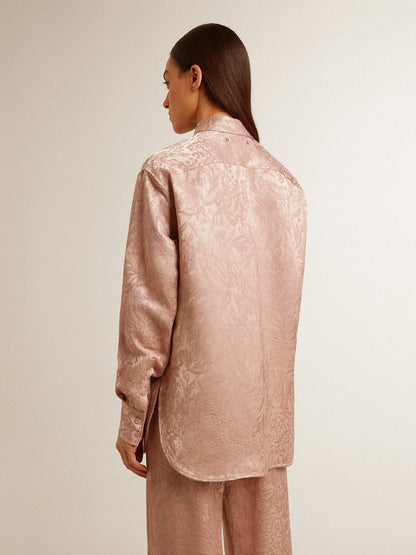 Women's pink viscose shirt with floral pattern - Golden Goose Women