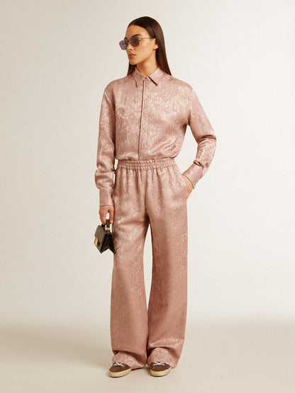 Women's pink viscose shirt with floral pattern - Golden Goose Women