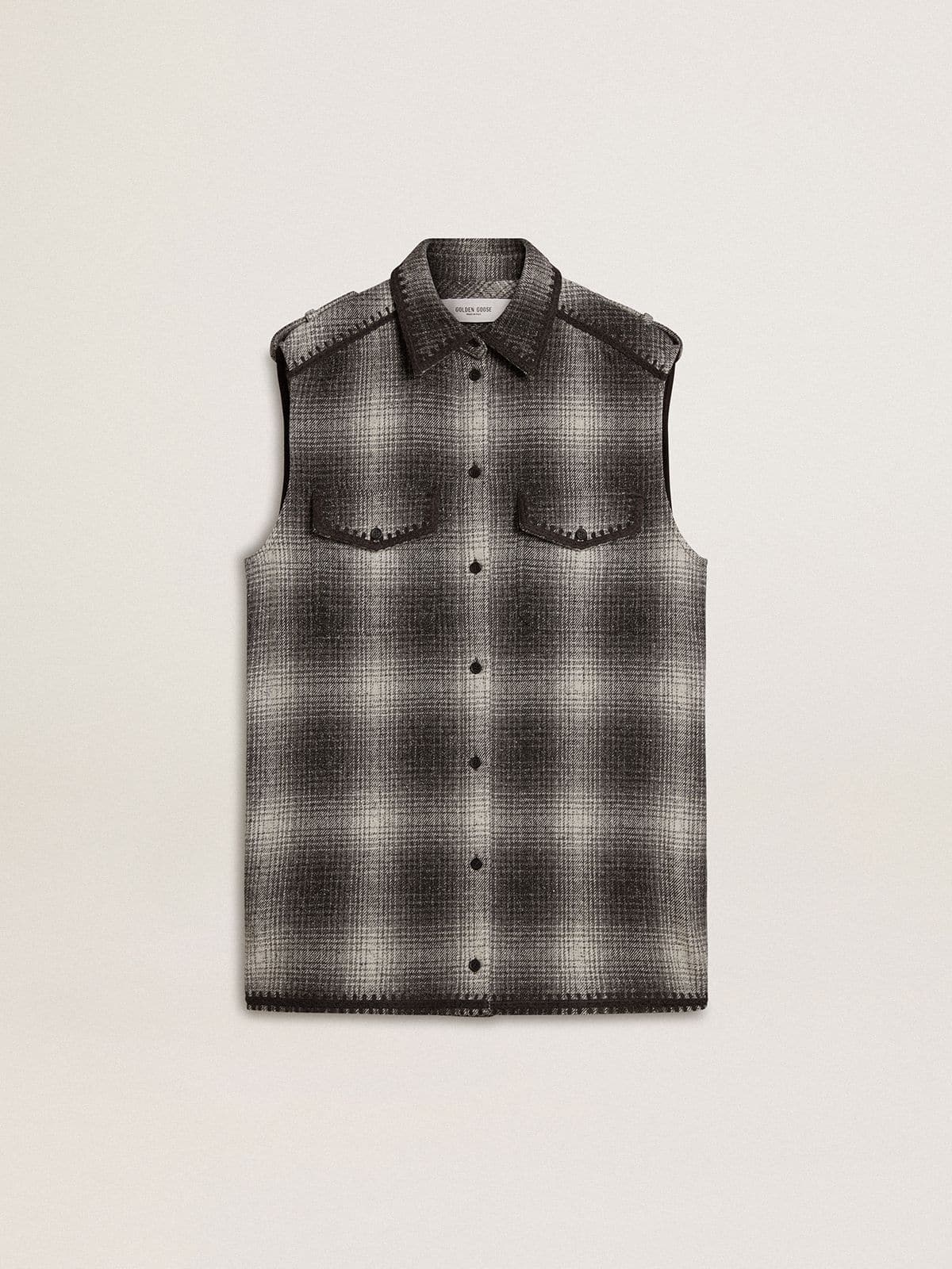 Women's dark gray wool-blend shirt dress - Golden Goose Women