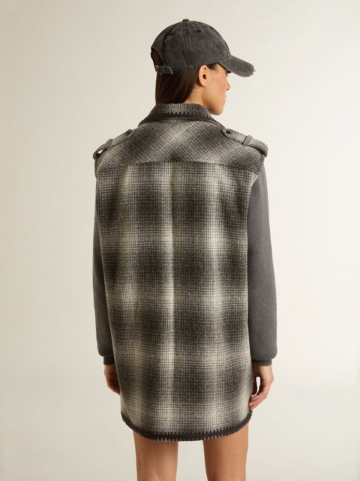 Women's dark gray wool-blend shirt dress - Golden Goose Women