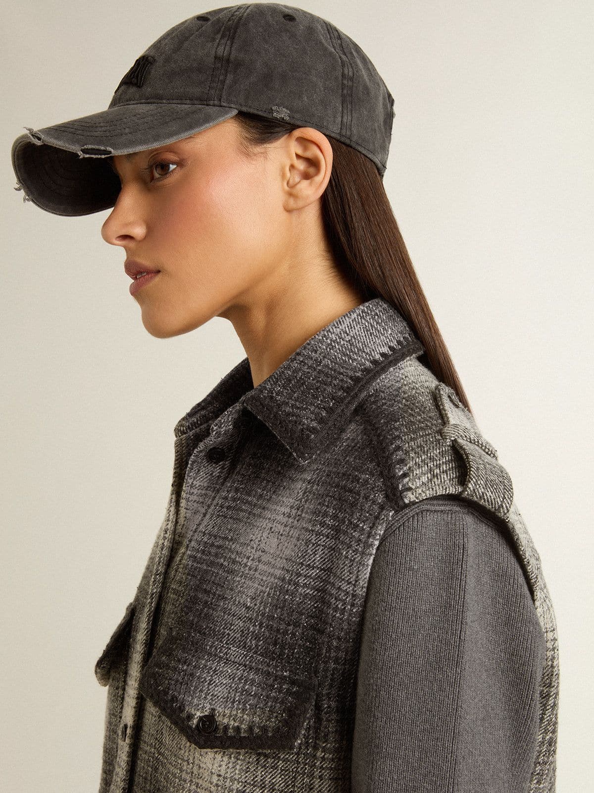 Women's dark gray wool-blend shirt dress - Golden Goose Women