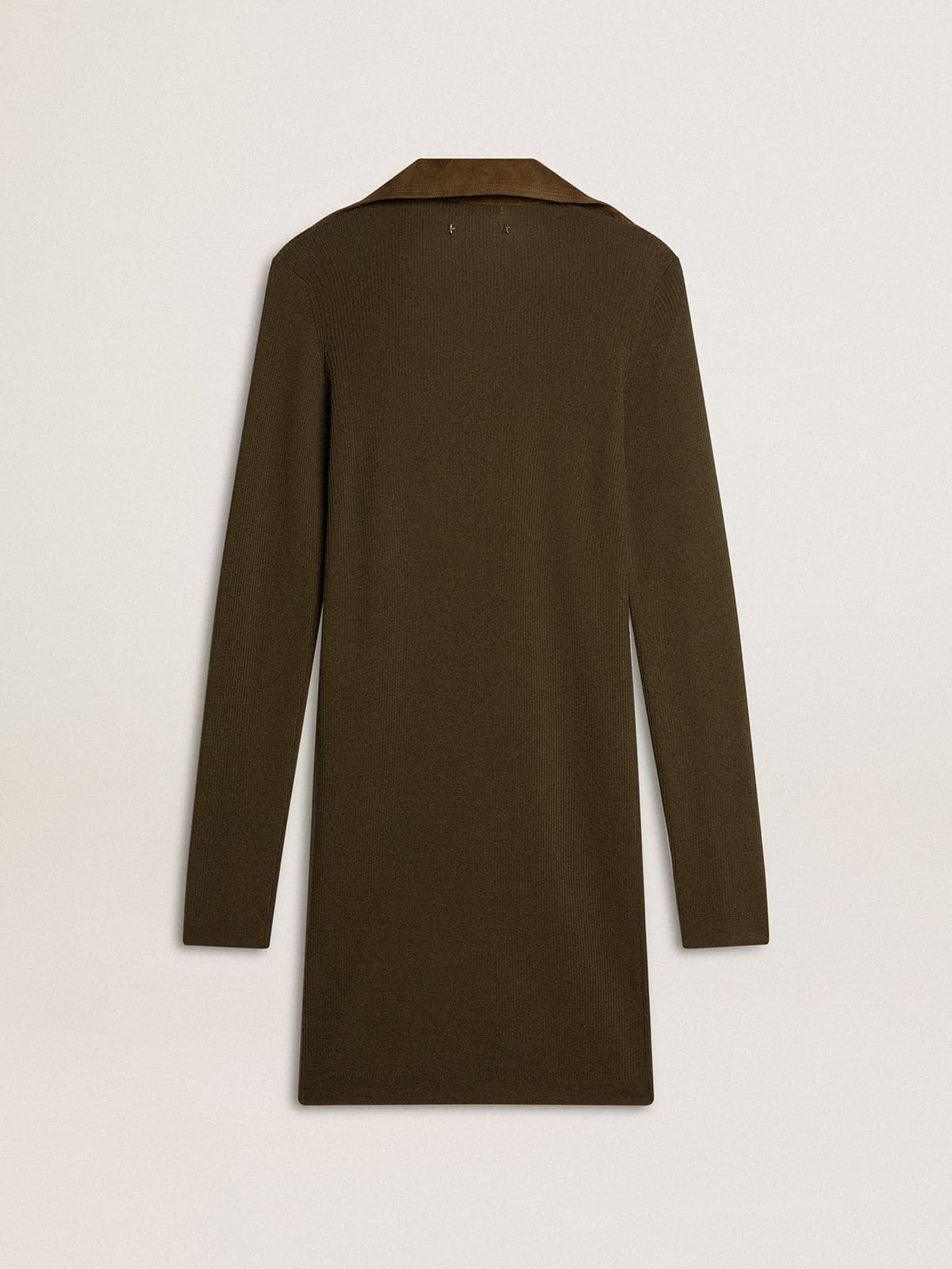 Military green wool mini dress with leather details - Golden Goose Women