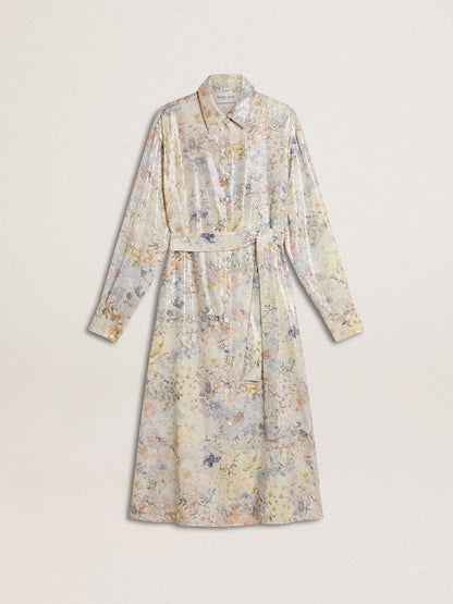 Women's shirt dress with multicolor sequined floral print - Golden Goose Women