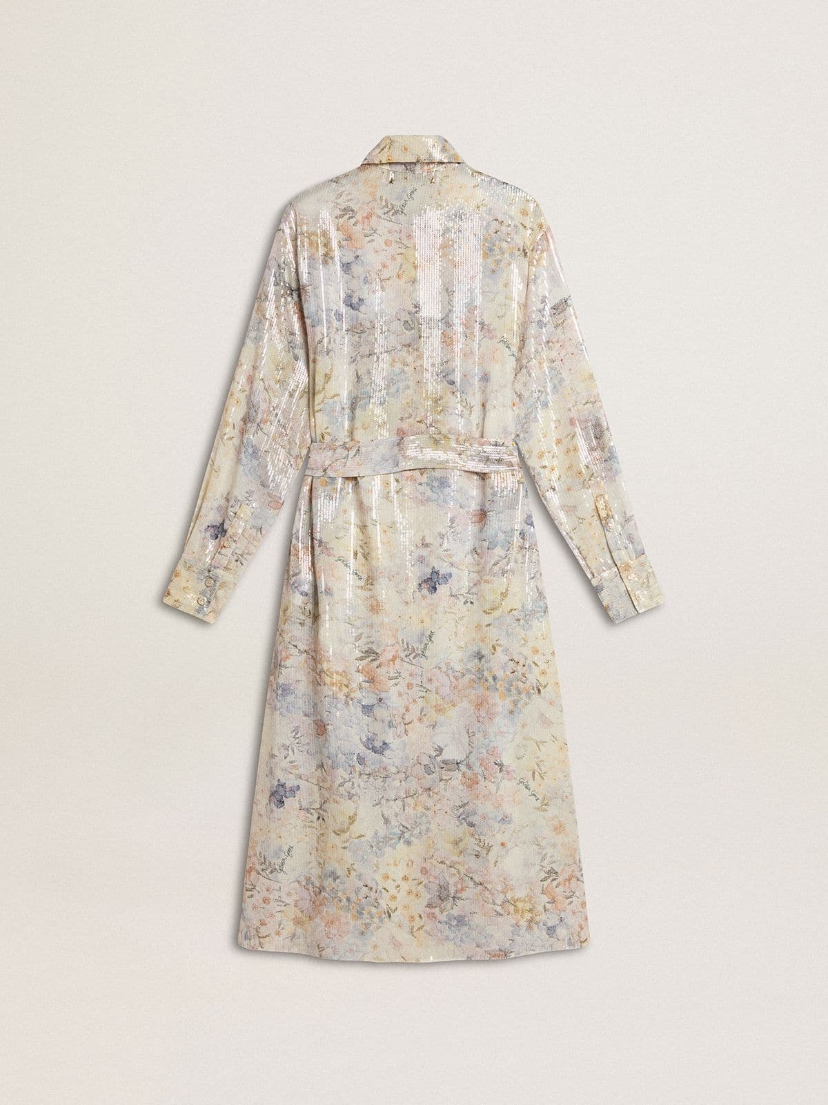 Women's shirt dress with multicolor sequined floral print - Golden Goose Women