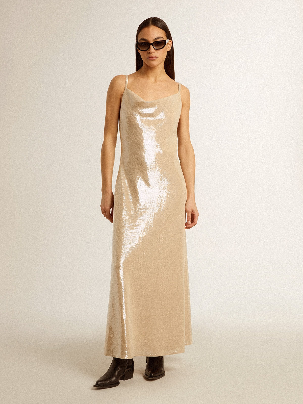 Sleep dress in parchment-colored sequins - Golden Goose Women
