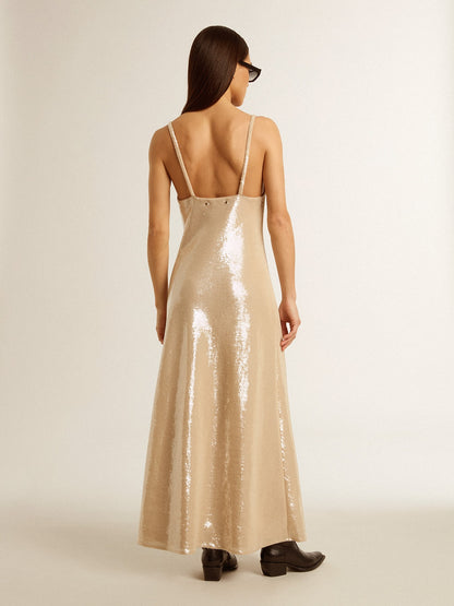 Sleep dress in parchment-colored sequins - Golden Goose Women