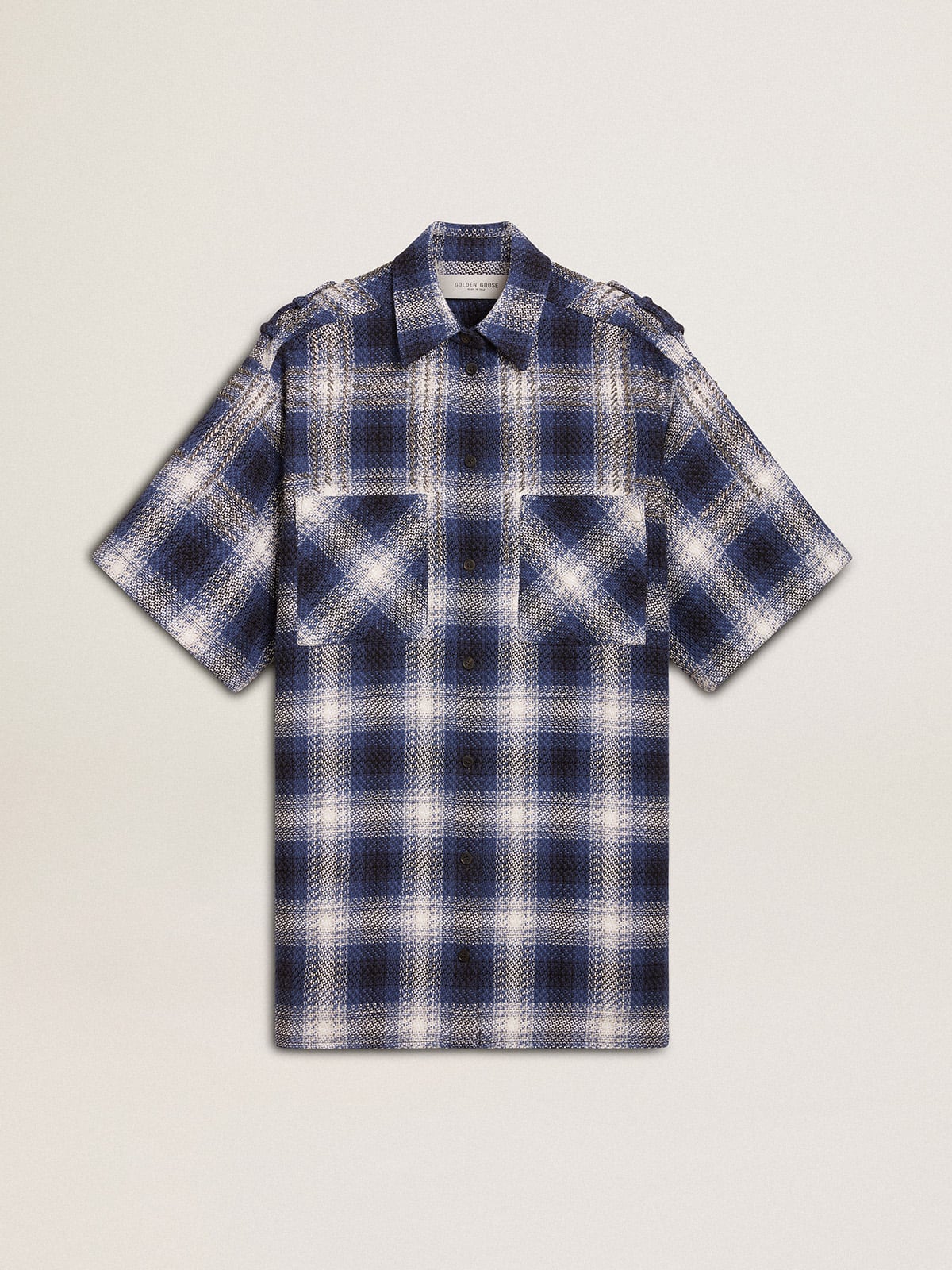 Women's short shirt dress with 3D checkerboard pattern and embroidery - Golden Goose Women