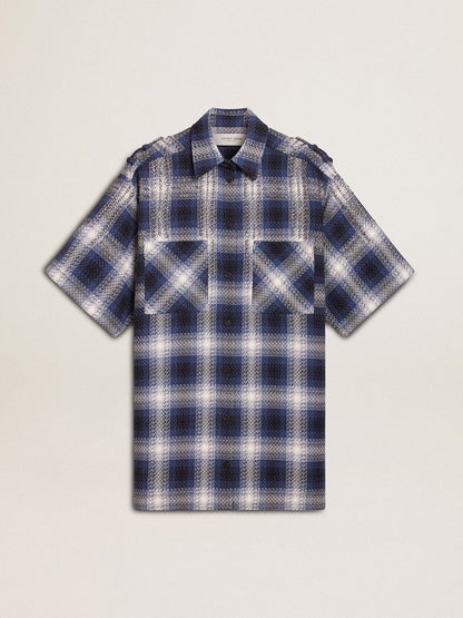 Women's short shirt dress with 3D checkerboard pattern and embroidery - Golden Goose Women