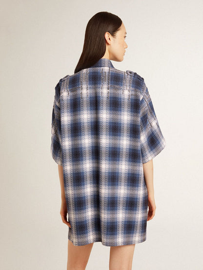 Women's short shirt dress with 3D checkerboard pattern and embroidery - Golden Goose Women