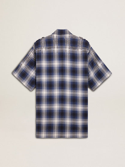 Women's short shirt dress with 3D checkerboard pattern and embroidery - Golden Goose Women
