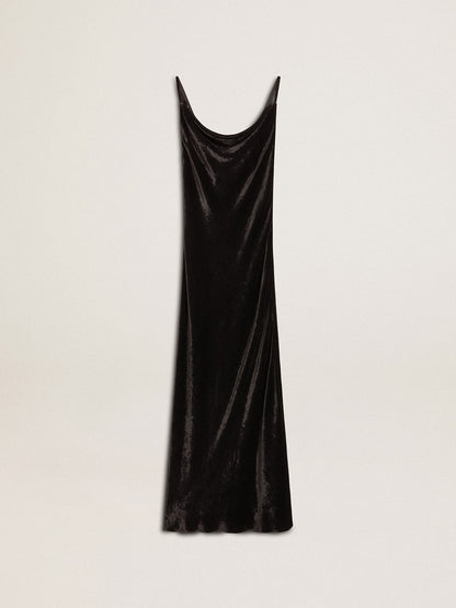 Women's black velvet-effect slip dress - Golden Goose Women