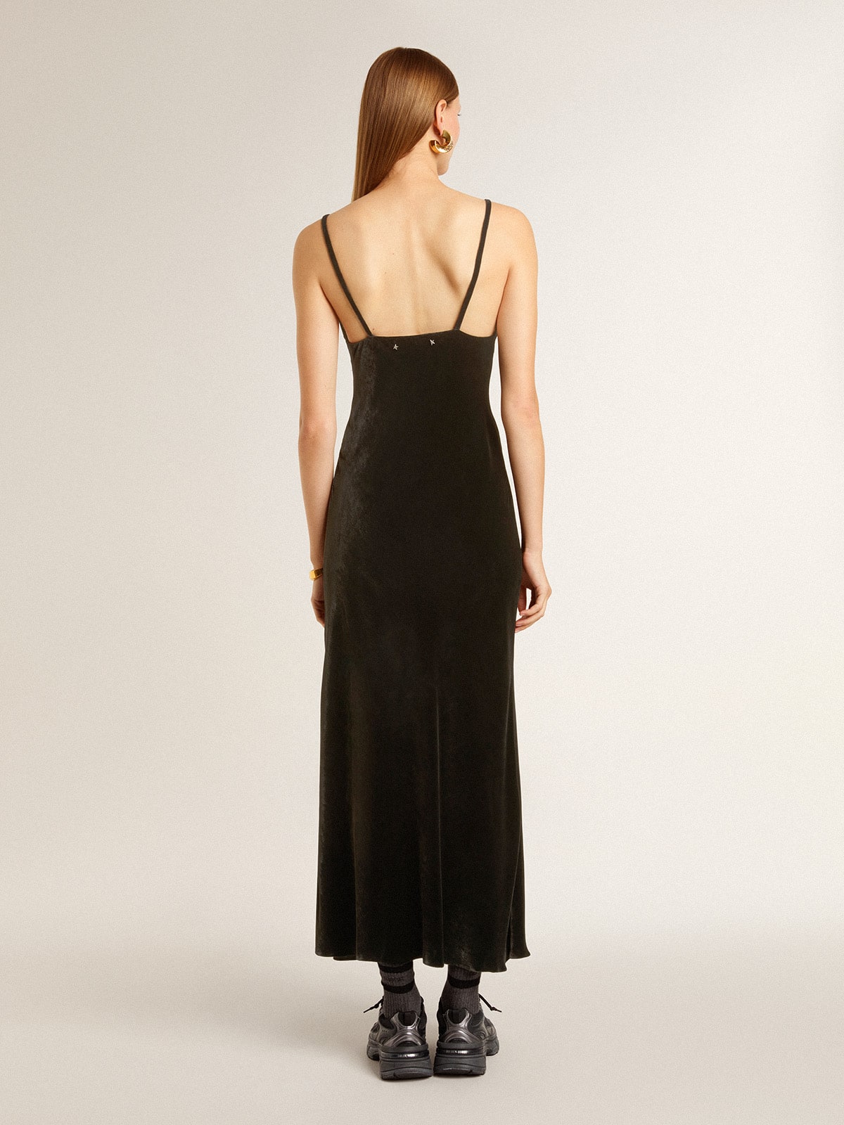 Women's black velvet-effect slip dress - Golden Goose Women