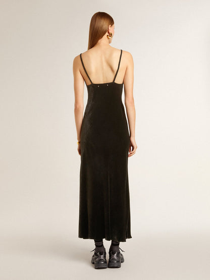 Women's black velvet-effect slip dress - Golden Goose Women