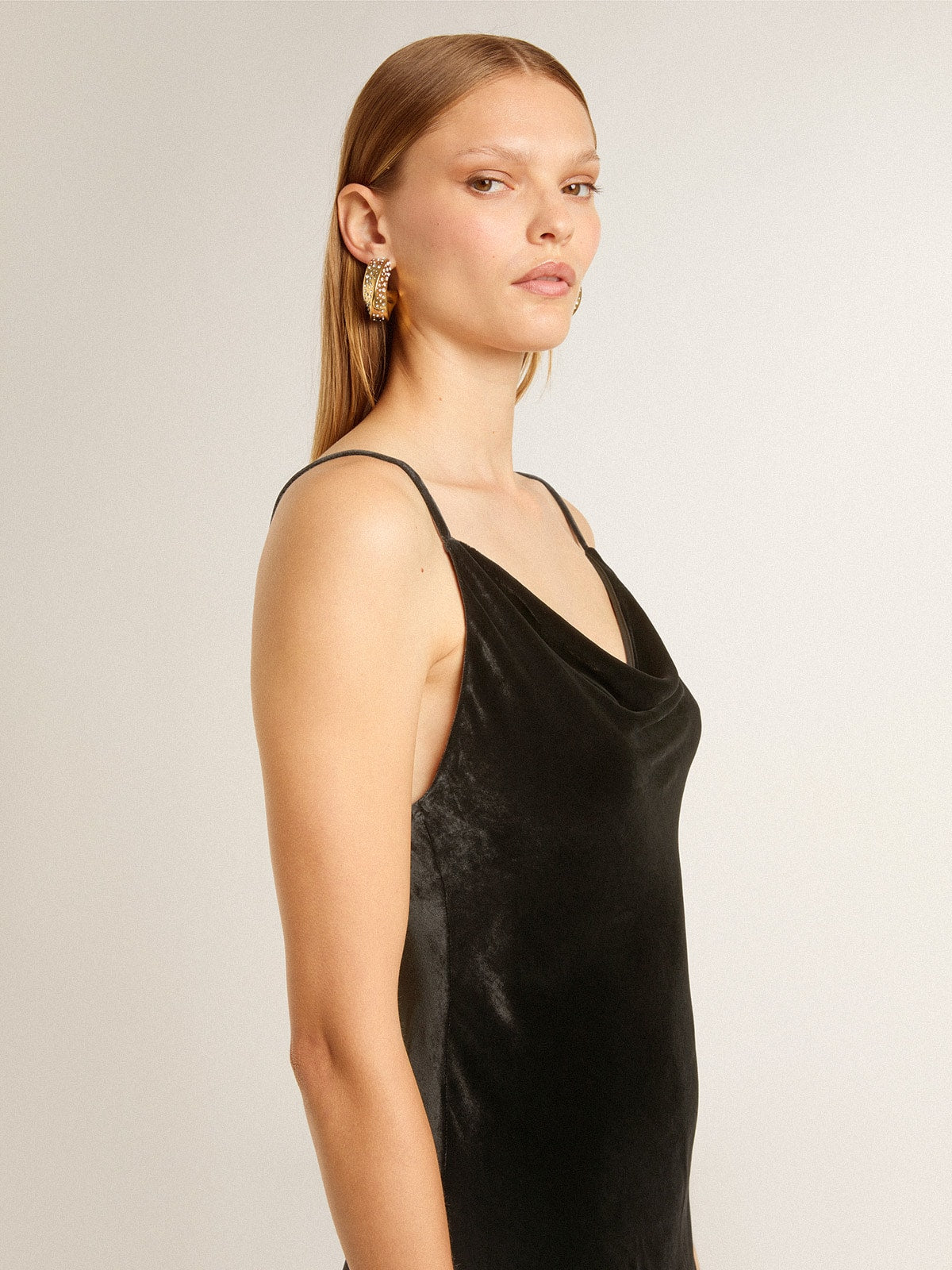 Women's black velvet-effect slip dress - Golden Goose Women