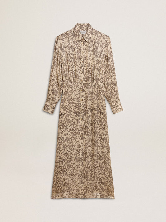 Women's silk-blend midi dress with a floral print - Golden Goose Women