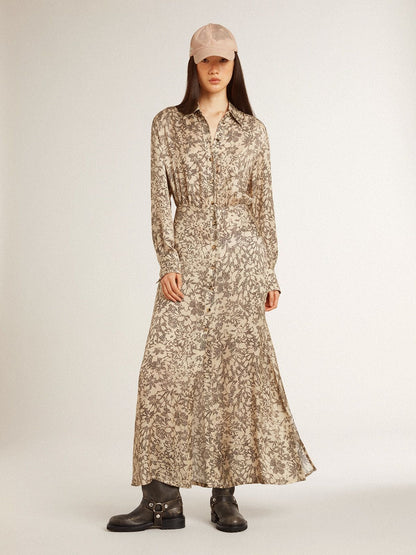 Women's silk-blend midi dress with a floral print - Golden Goose Women