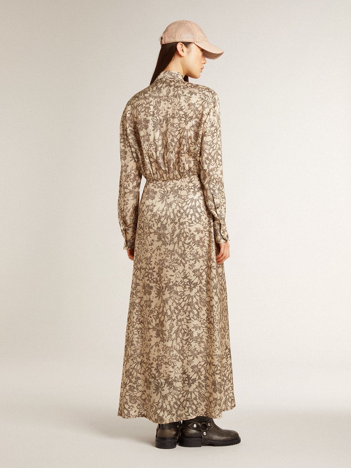 Women's silk-blend midi dress with a floral print - Golden Goose Women