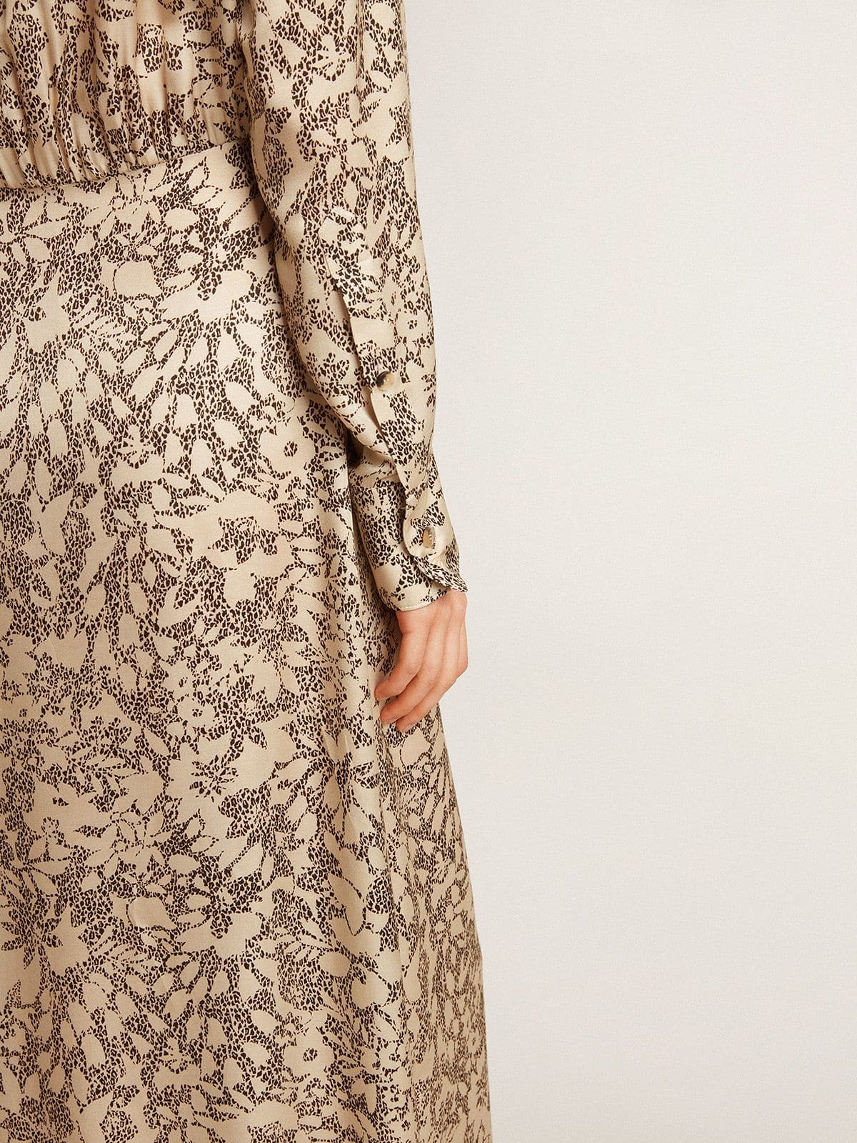 Women's silk-blend midi dress with a floral print - Golden Goose Women