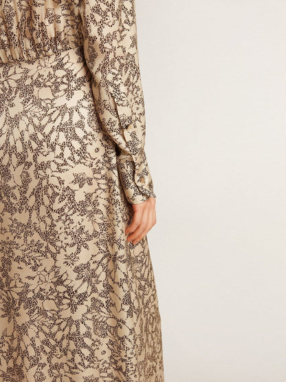Women's silk-blend midi dress with a floral print - Golden Goose Women
