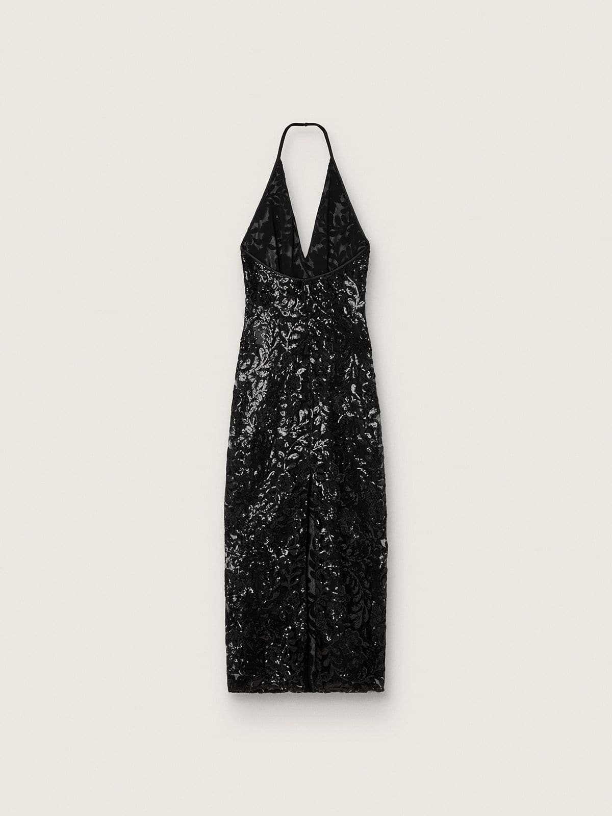 Women's long dress in tulle with floral embroidery in black sequins - Golden Goose Women