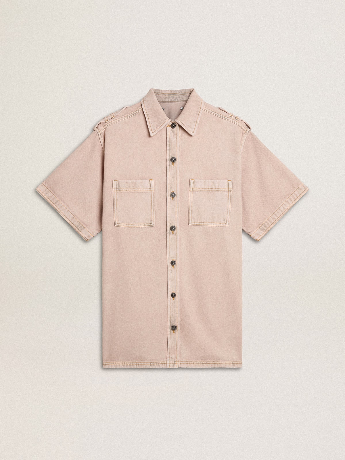 Women's oversized fit pink dyed denim shirt - Golden Goose Women