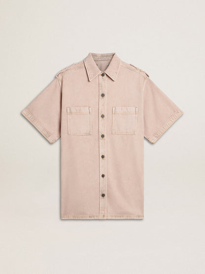 Women's oversized fit pink dyed denim shirt - Golden Goose Women