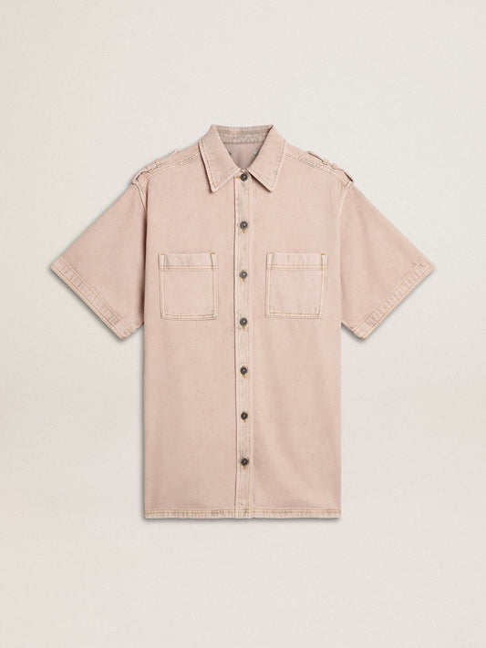 Women's oversized fit pink dyed denim shirt - Golden Goose Women