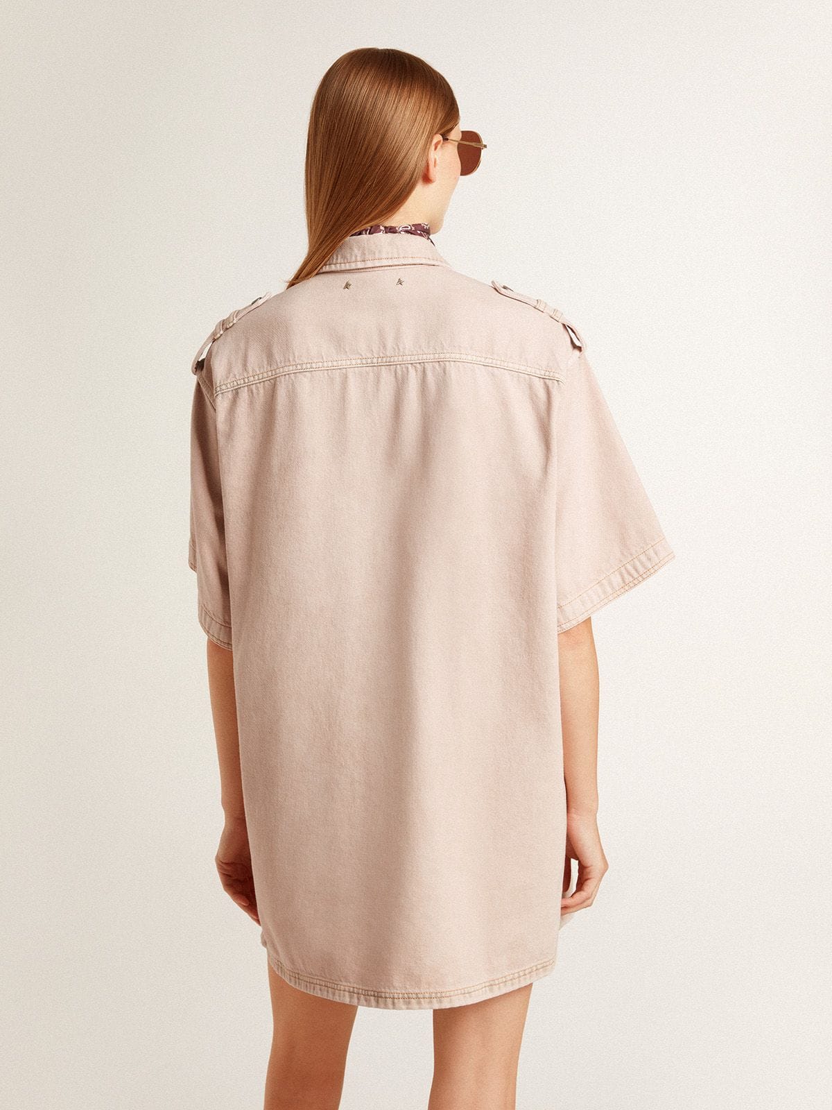 Women's oversized fit pink dyed denim shirt - Golden Goose Women