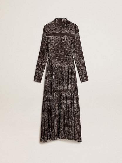 Anthracite-gray shirt dress with paisley print - Golden Goose Women