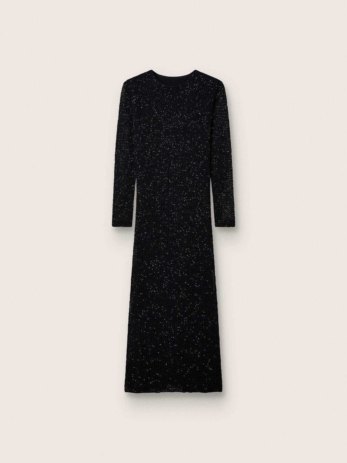 Women's long dress in black mesh with black sequins - Golden Goose Women