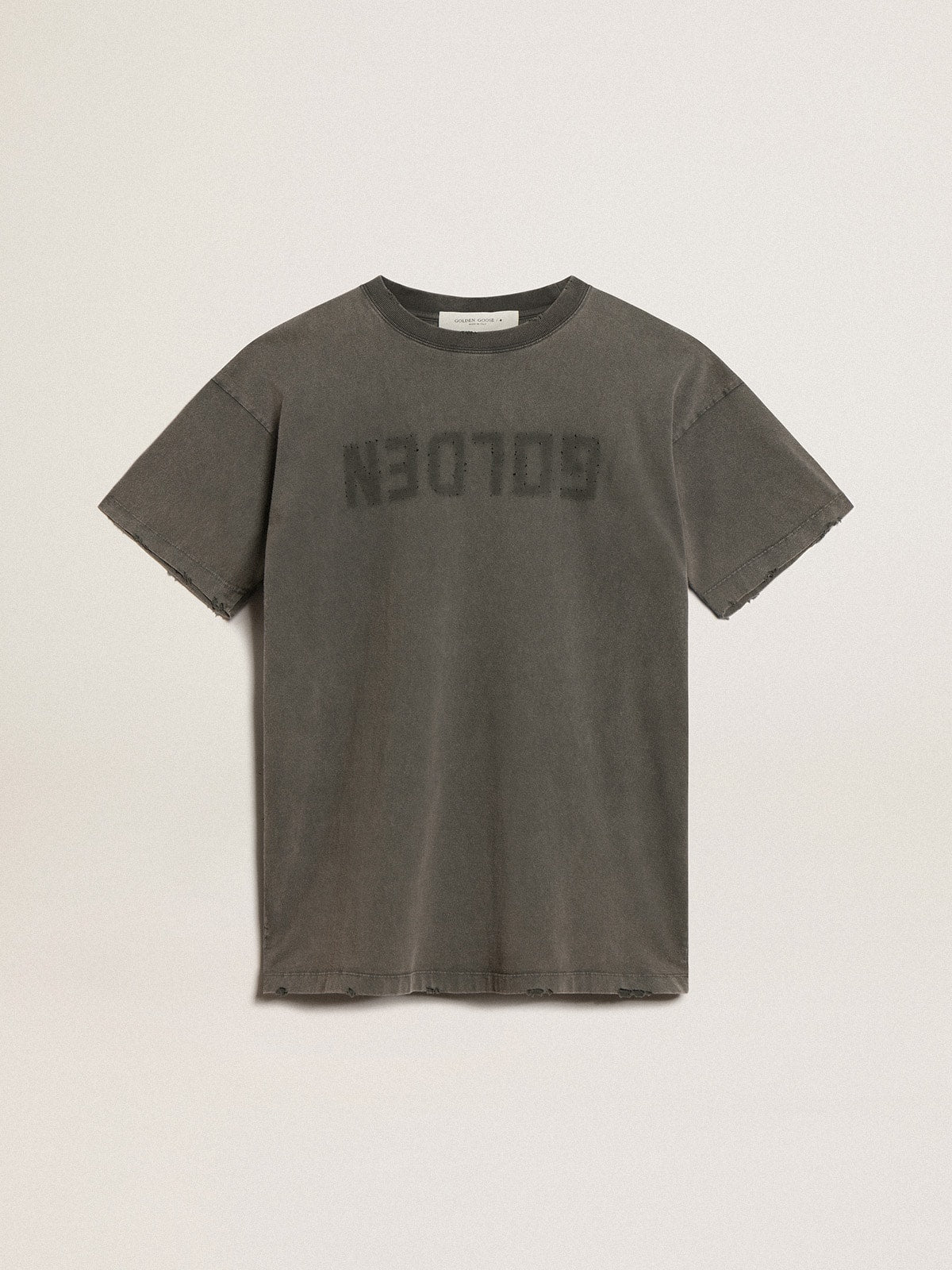 Women's gray T-shirt dress with distressed treatment - Golden Goose Women