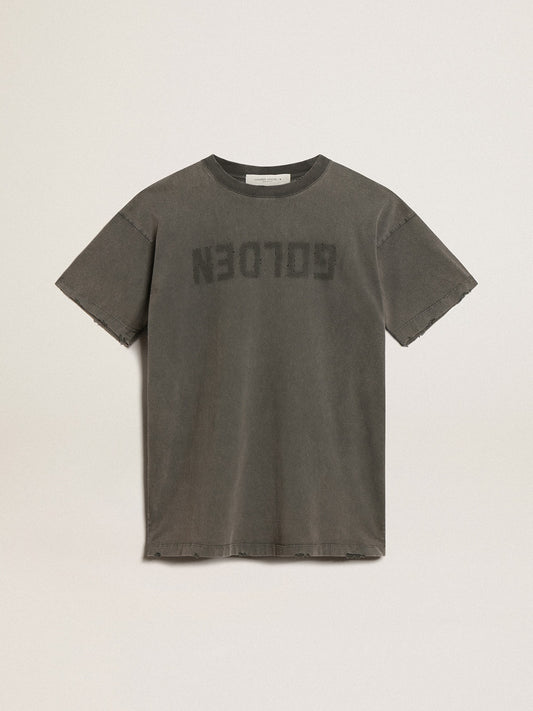 Women's gray T-shirt dress with distressed treatment - Golden Goose Women