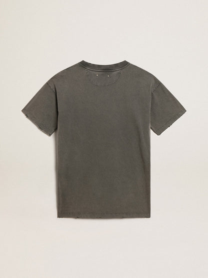 Women's gray T-shirt dress with distressed treatment - Golden Goose Women